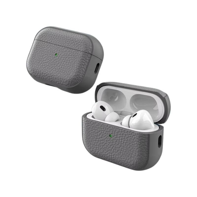 Lyxigt läderfodral till AirPods stöttåligt & stilrent skydd - Airpods Pro 2, Grå