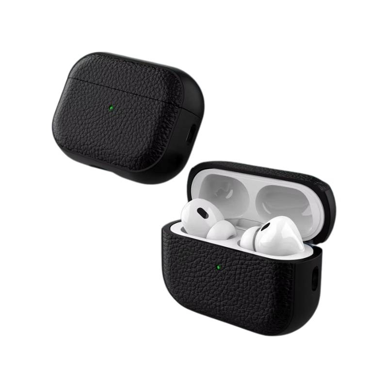 Lyxigt läderfodral till AirPods stöttåligt & stilrent skydd - Airpods Pro, Svart