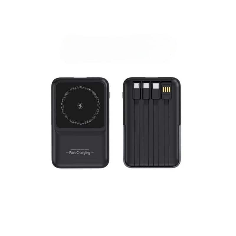 Magnetisk trådlös powerbank 10000mAh med ställ kompatibel med iPhone & Android - Svart