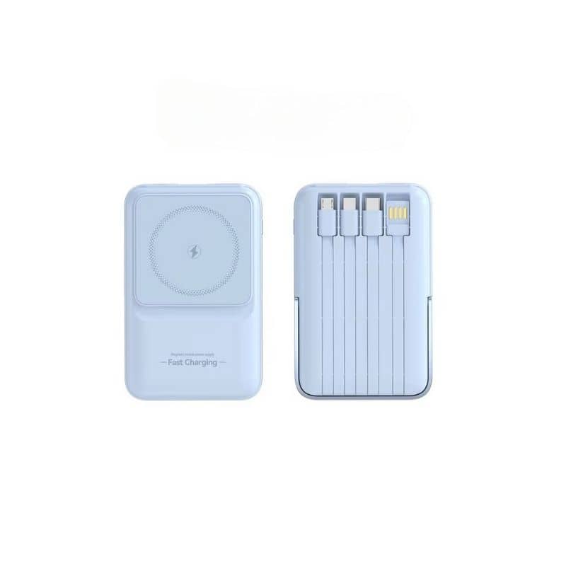 Magnetisk trådlös powerbank 10000mAh med ställ kompatibel med iPhone & Android - Blå