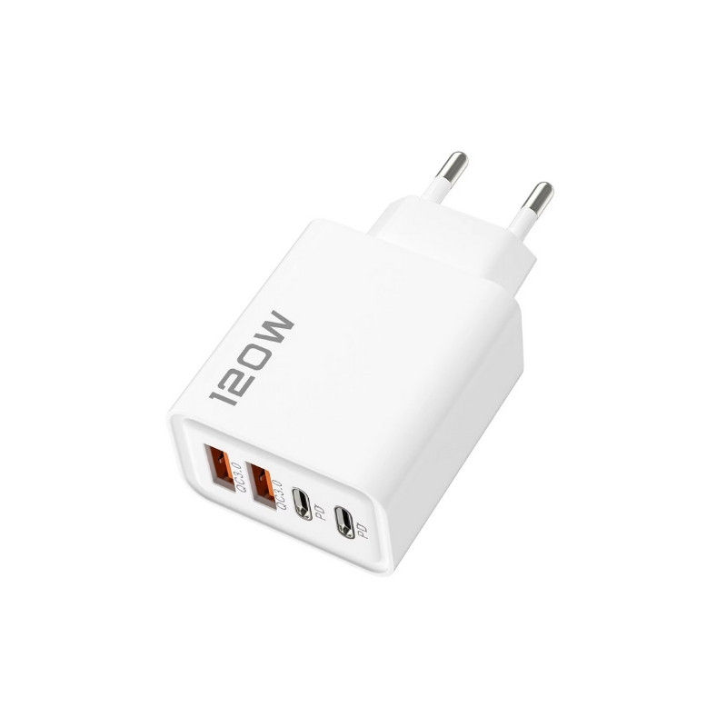 Väggladdare USB-A & USB-C Snabbladdare 120W Multiport - Vit