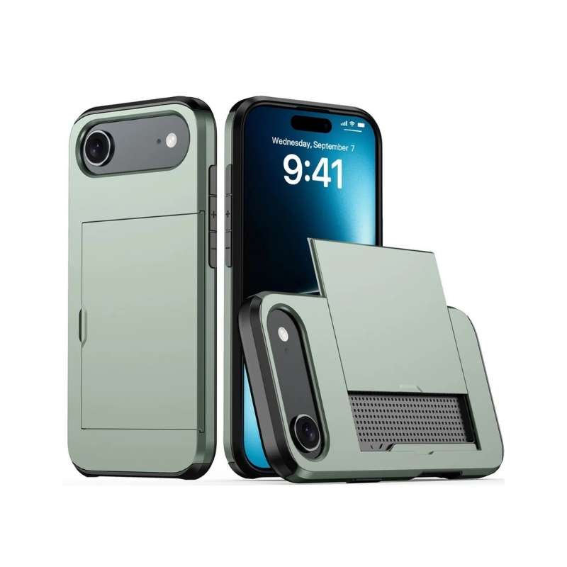 iPhone 17 Air Skal med kortfack - Grön